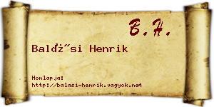 Balási Henrik névjegykártya